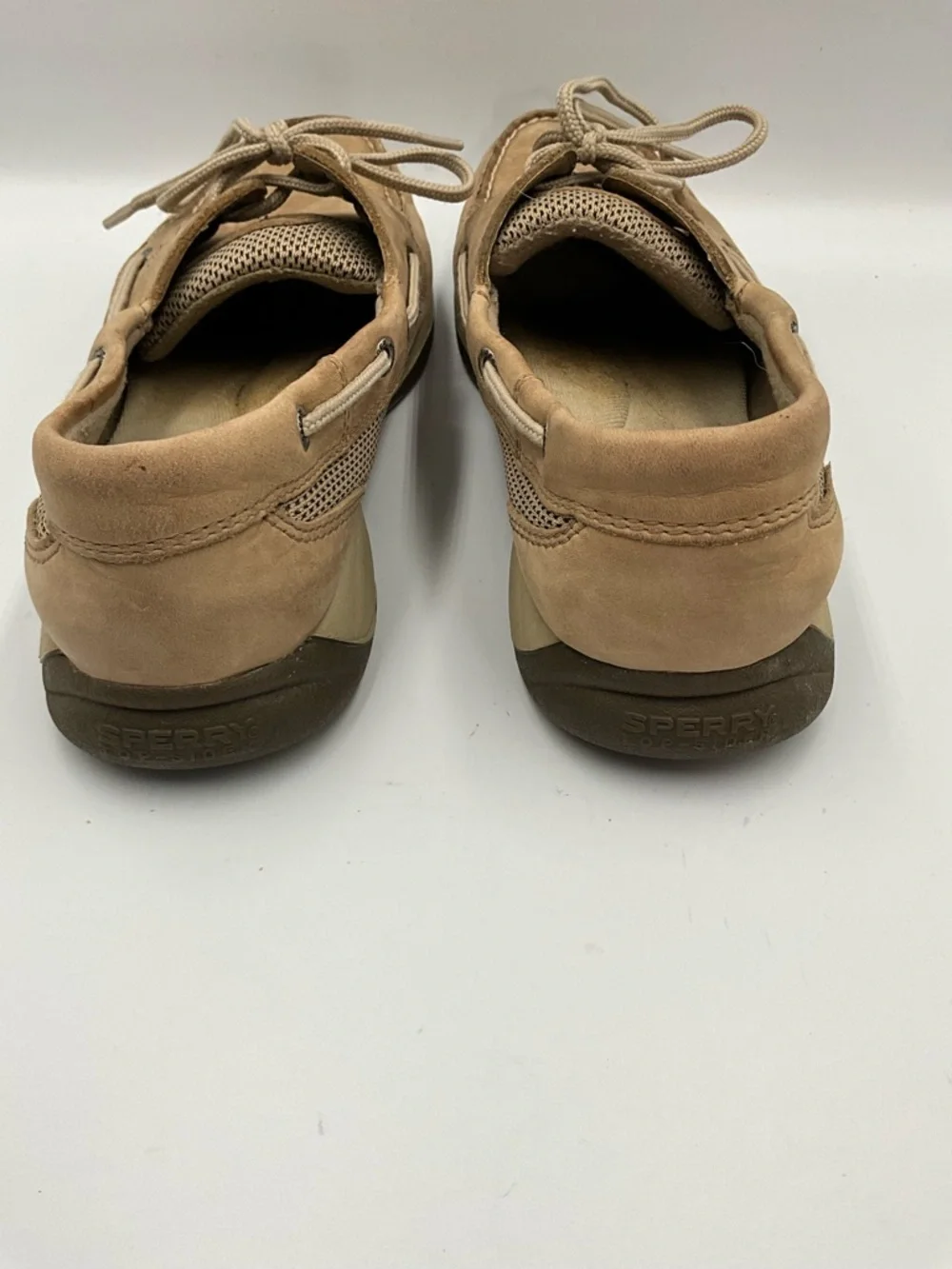 Sperry Boat Shoes Size 9 Tan Leather Boat Shoes with Mesh Panels